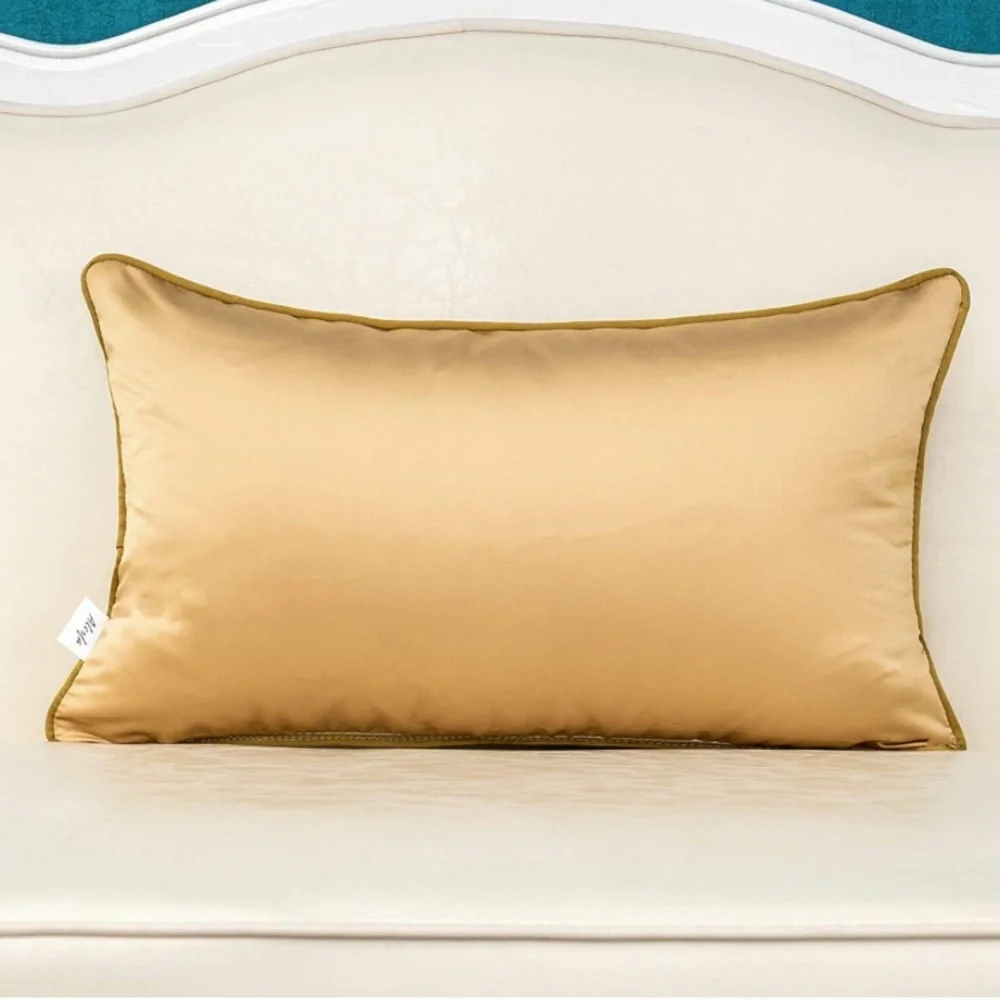 Luxury Home | Elegant Gold & Ivory Geo Design Color Blocked Lumbar Pillow Cover